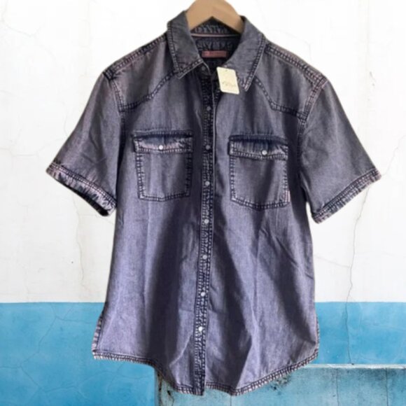 FREE PEOPLE The Short Of It Denim Top - Orchid Overdye - Small - Factory Sealed - Picture 9 of 13